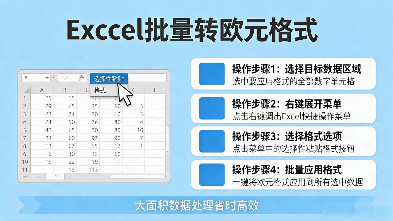 Excel一键将全部数字批量转换为欧元货币格式