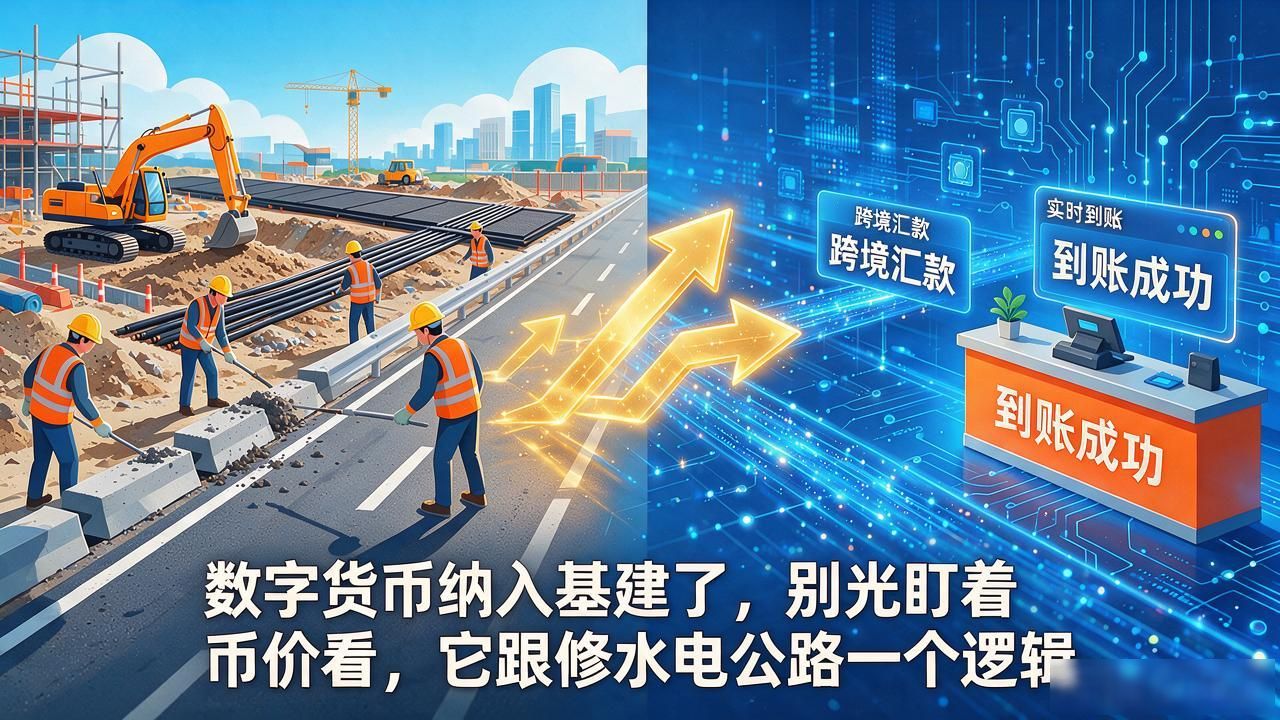 数字货币纳入基建了，别光盯着币价看，它跟修水电公路一个逻辑