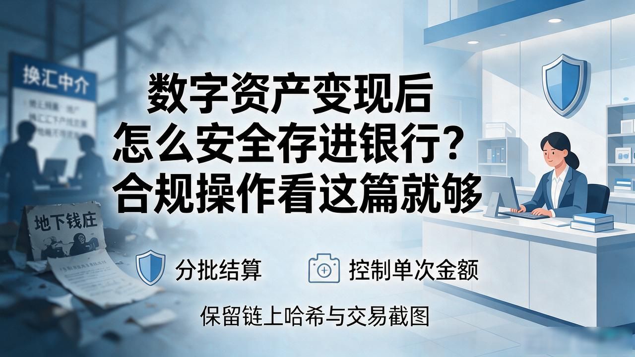 数字资产变现后怎么安全存进银行？合规操作看这篇就够