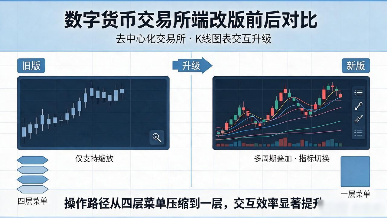 数字货币升级案例图片：钱包与交易所界面改版前后对比参考