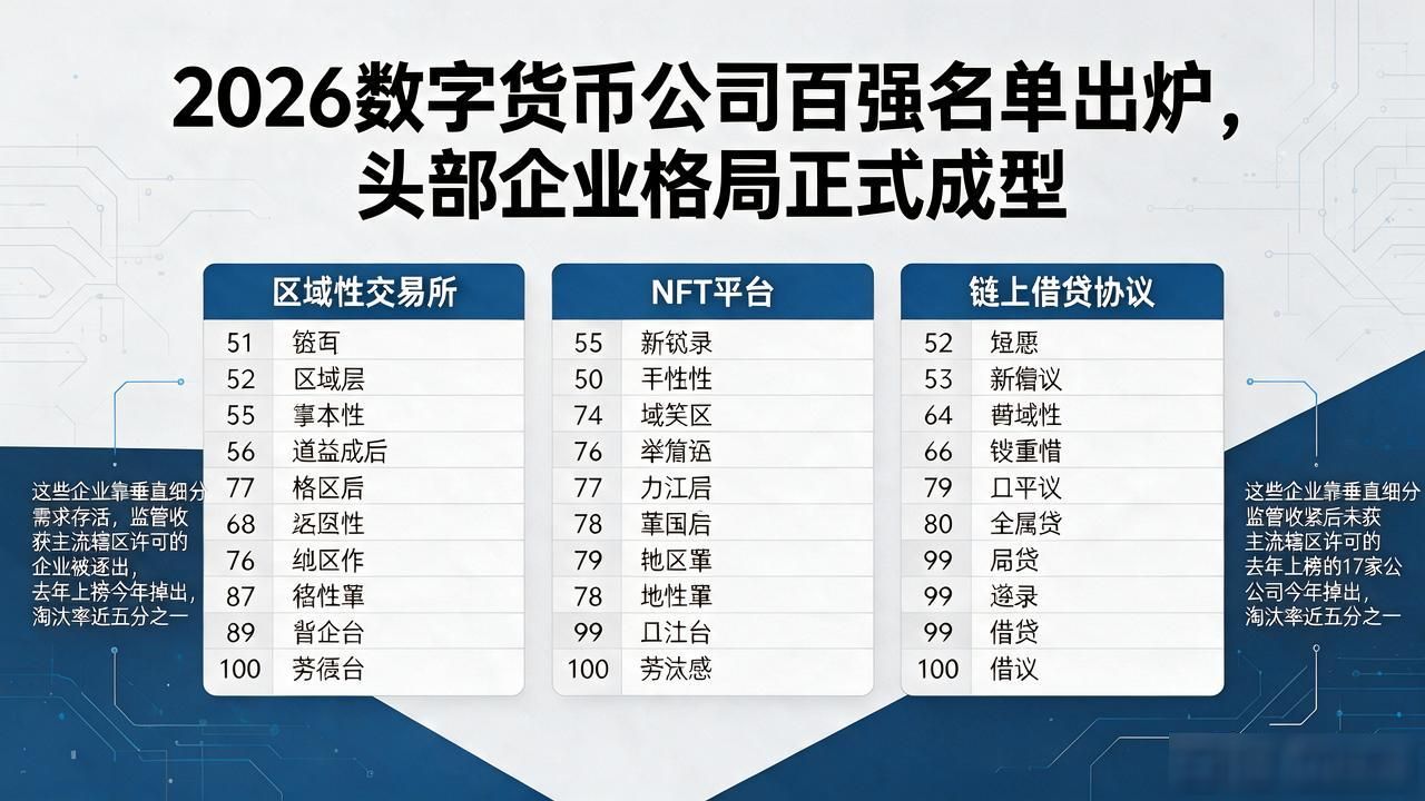 数字货币公司百强名单_合规能力数字货币公司排名_2026年数字货币公司百强名单